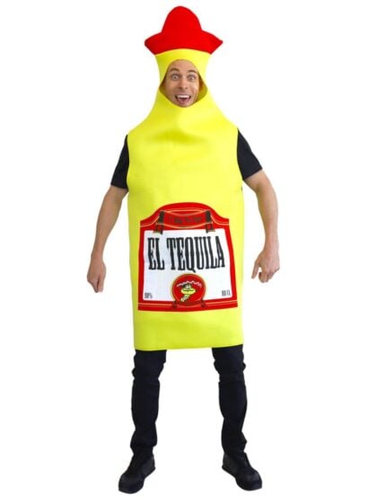 Yellow Tequila bottle costume with red hat