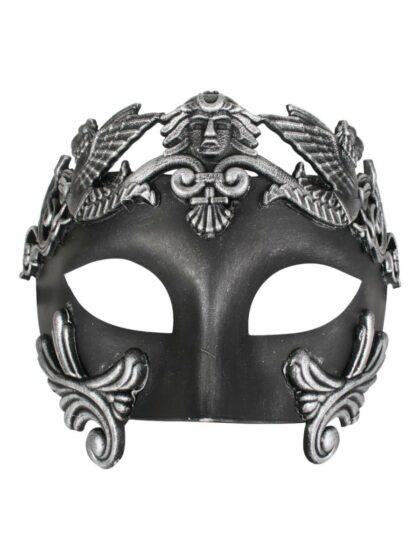 roman black silver mask