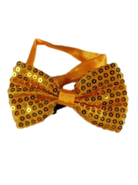 sequin bow tie gold
