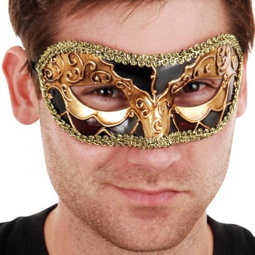 mens masquerade mask gold black