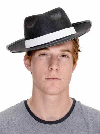 Black Gangster hat white band