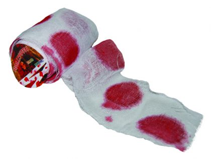 blood covered bandage