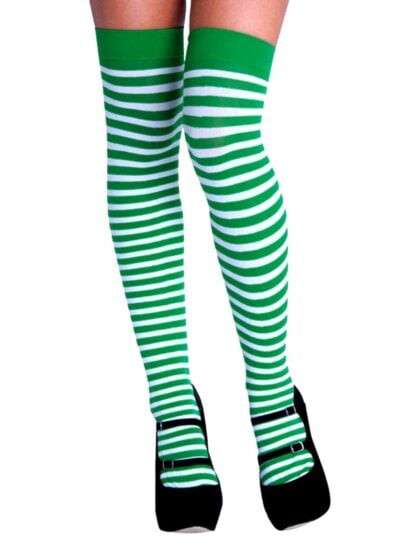 Green & white striped socks