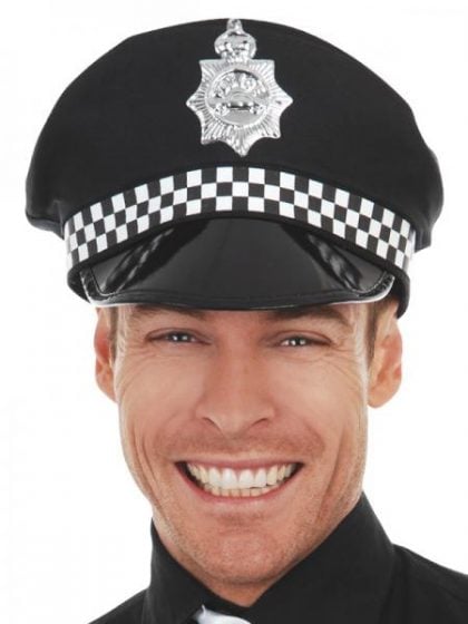 Checked police cap
