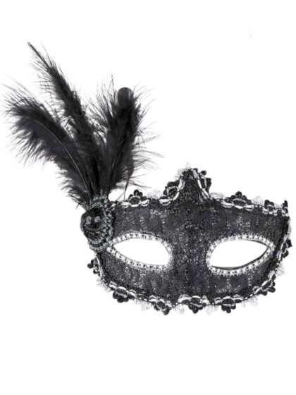 Black Diamante Lace Mask