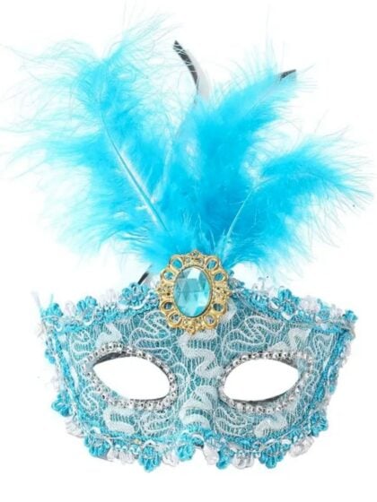 Blue Lace Feather Mask