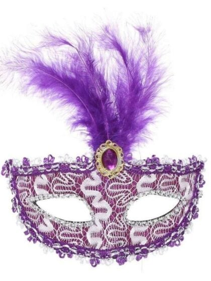 Purple Lace Feather Mask