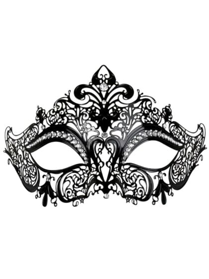 Provence Black Metal Eye Mask with Clear Jewels