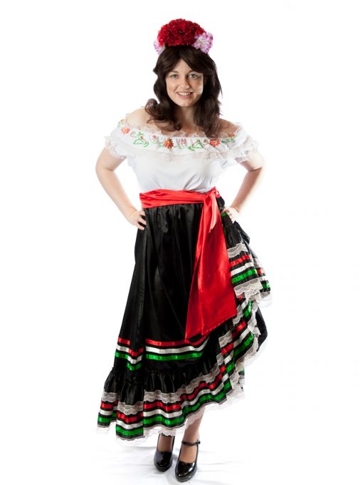 traditional mexican womens costume spanish seniorita fiesta dress up