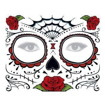 day of the dead face tattoo roses