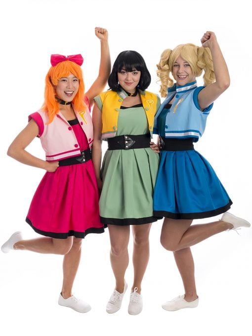 Powerpuff Girls Group Costume, Powerpuff girls costume, power puff girls, bubbles powerpuff, blossom powerpuff, buttercup powerpuff girls