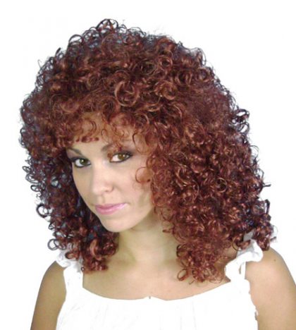 Red 80s curly wig