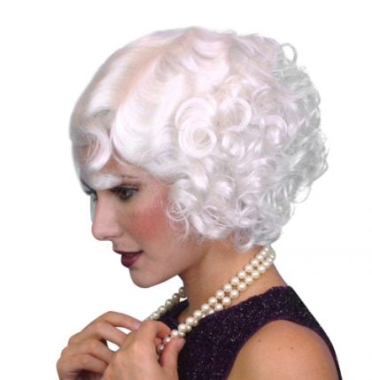 white curly wig