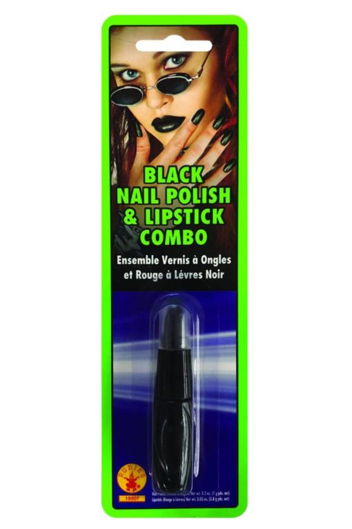 Black Nail Polish and Lip Stick Combo