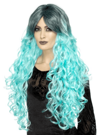 Gothic Glamour Blue Curly Wig