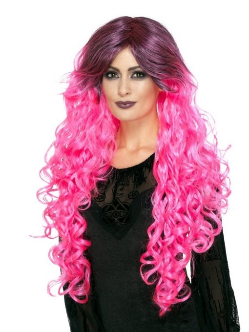 Gothic Glamour Wig, Neon Pink