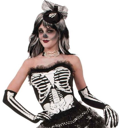 Halloween Costume Forum Bone Collection Black White Skeleton Corset One Size