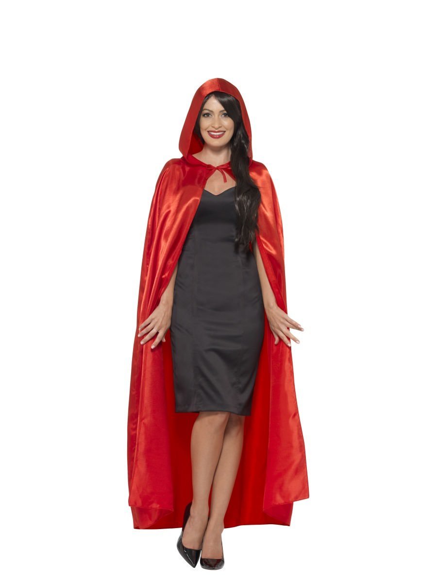 Adult Deluxe Red Velvet 140cm Hooded Cape Unisex Halloween Fancy Dress 