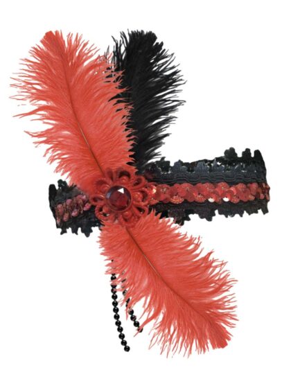 Flapper Headpiece - Deluxe Red/ Black