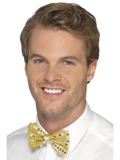 Sequin Bow Tie, Gold