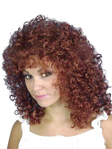 Red 80s curly wig