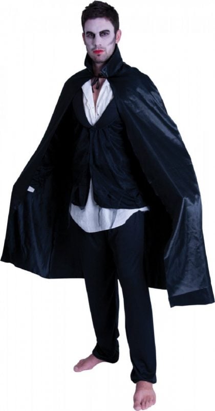 Adult Satin Cape with Collar - Black