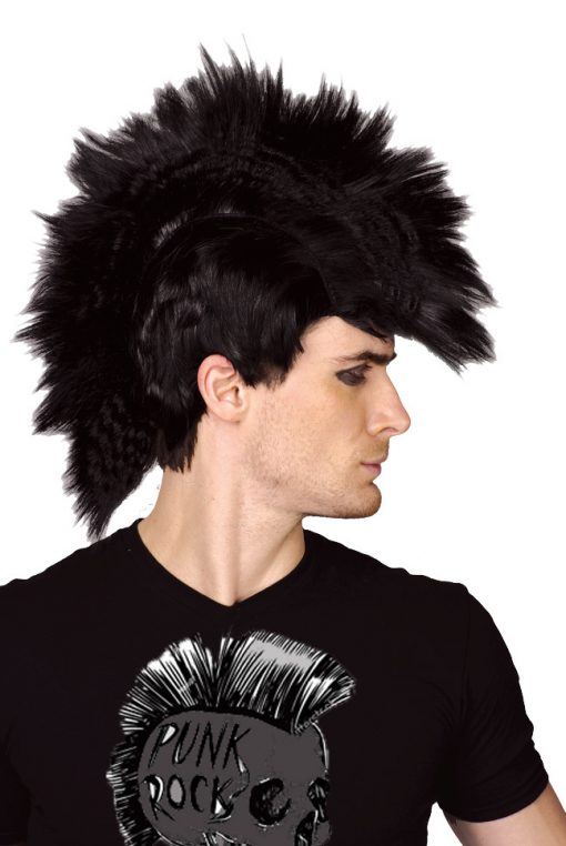 Black Punk Rocker Mohawk Wig