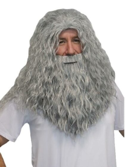 Deluxe Wizard Beard & Wig Set - Grey