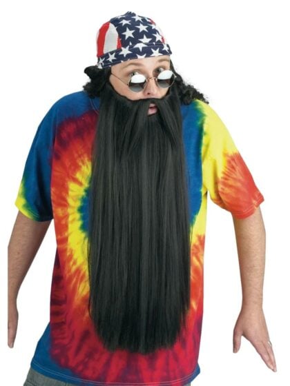 Extra Long Beard with Mustache - Black