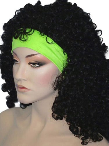 Headband - 80S Headband Lycra - Neon Green