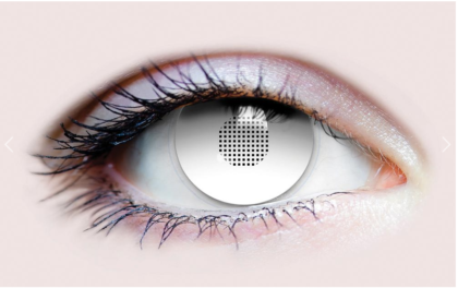 scary white mesh contact lenses
