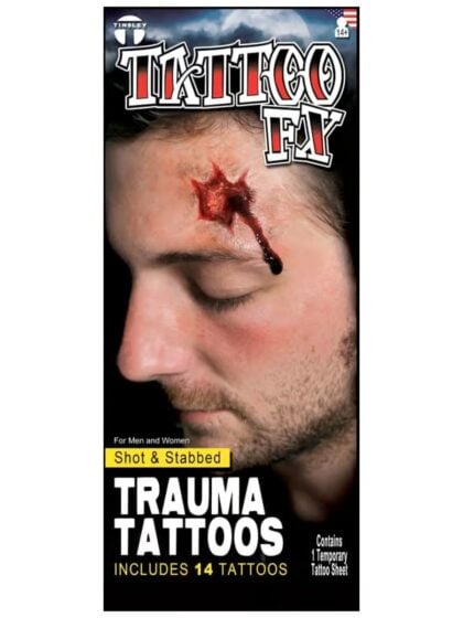 Shot and Stabbed Fake Tattoo