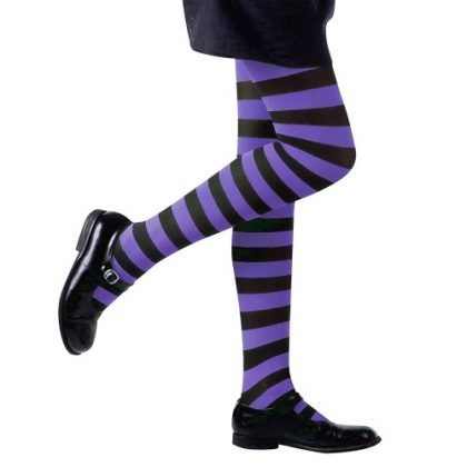 Striped Pantyhose - Purple and Black (Child Size)