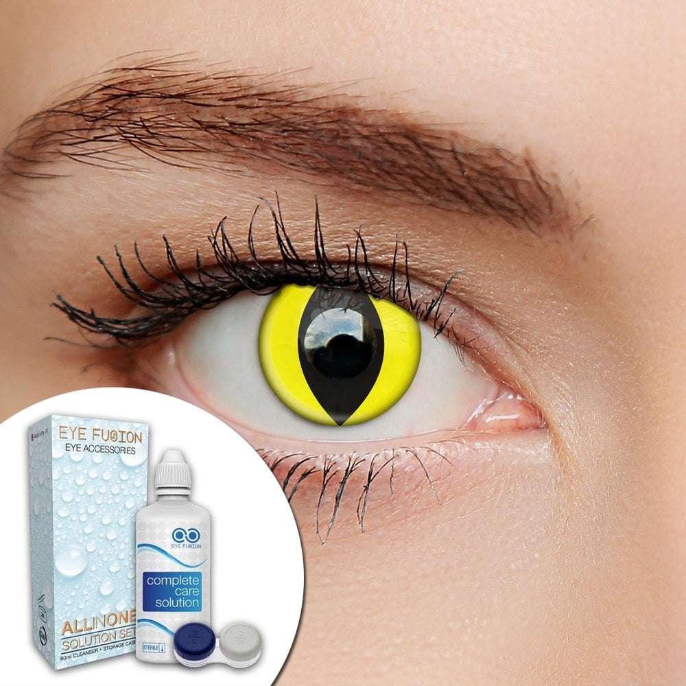 Yellow Cat Eye EYE FUSION ONE DAY CONTACT LENS Popular for Halloween