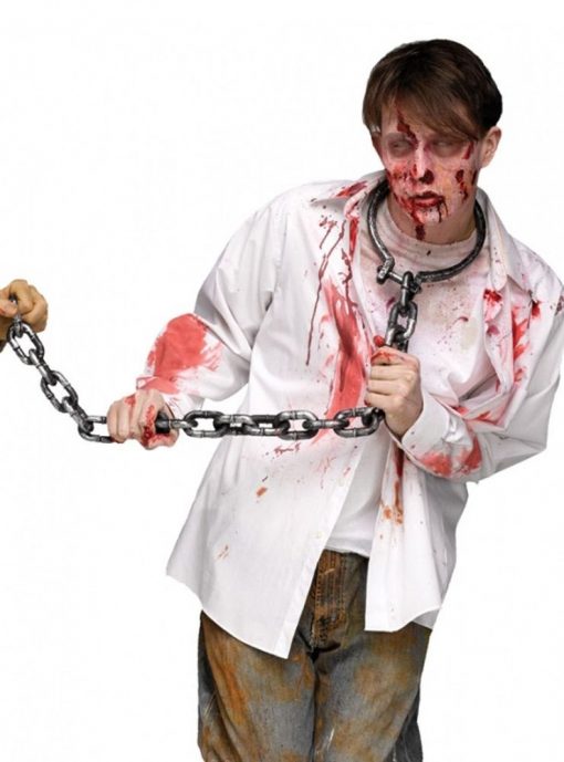 Zombie Prisoner Silver Chain Leash Costume Accessory
