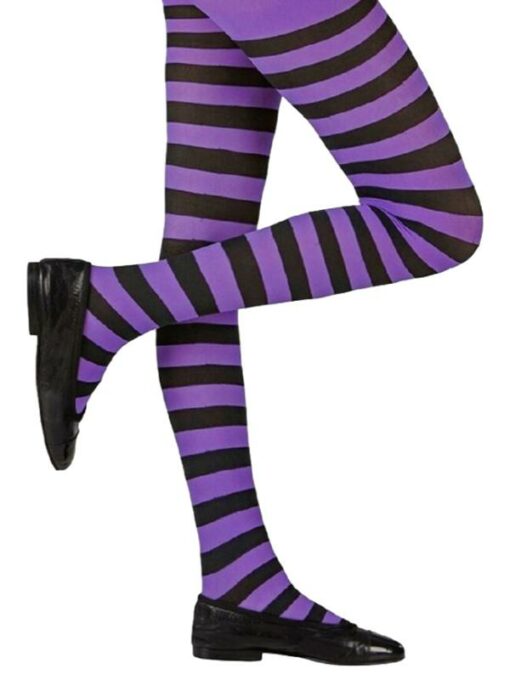 Purple Black Striped Stockings