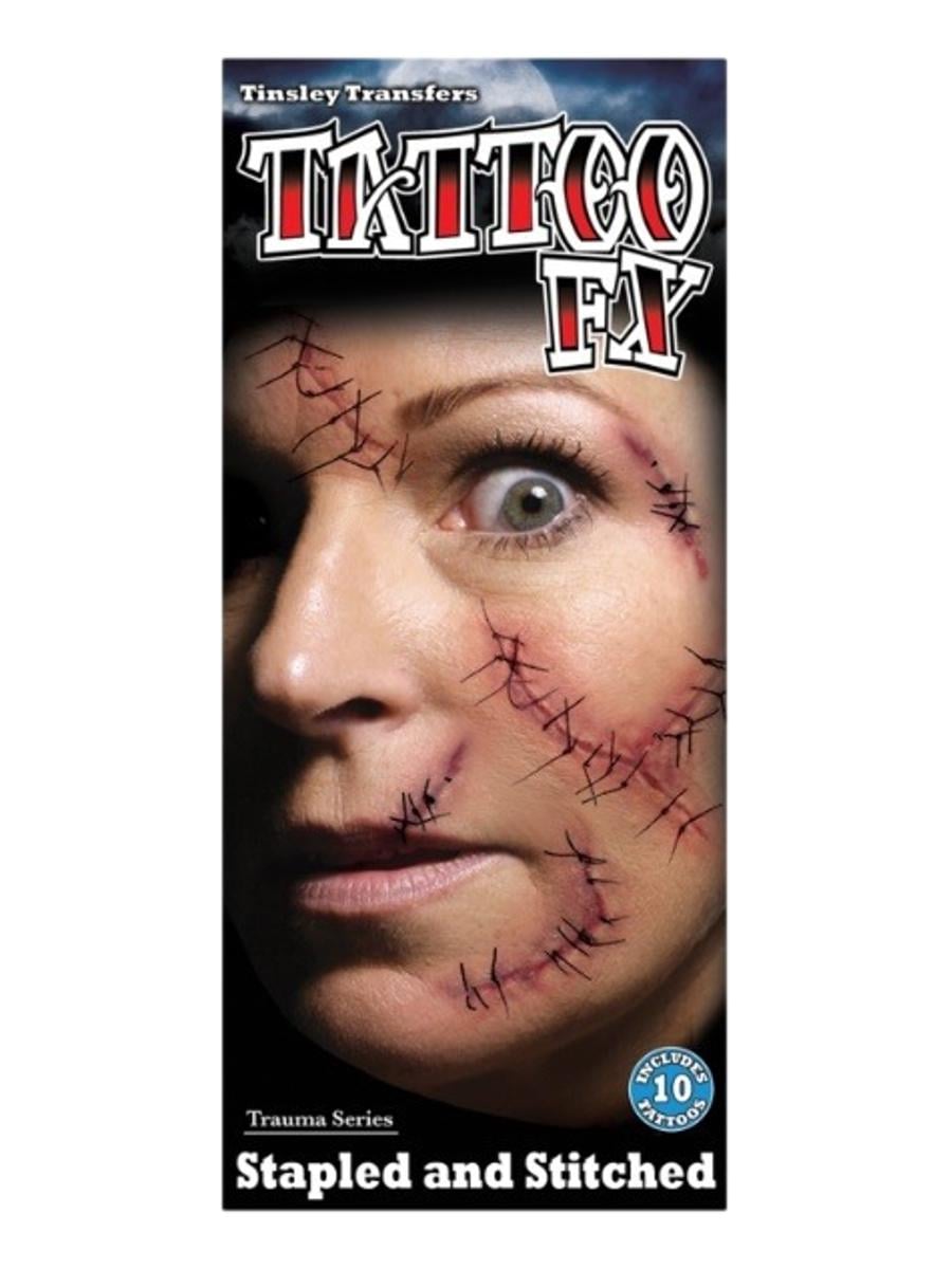 Stitched & Stapled temporary tattoo fx set