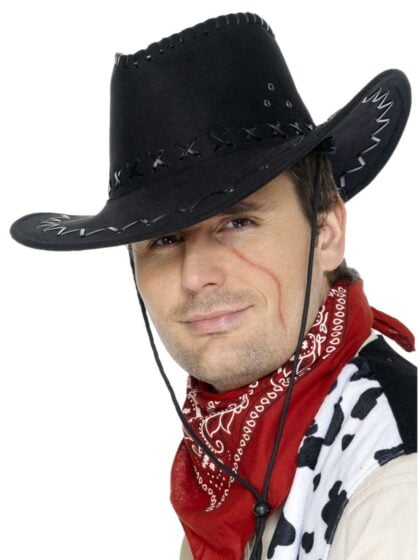 Black Suede Look Cowboy Hat!