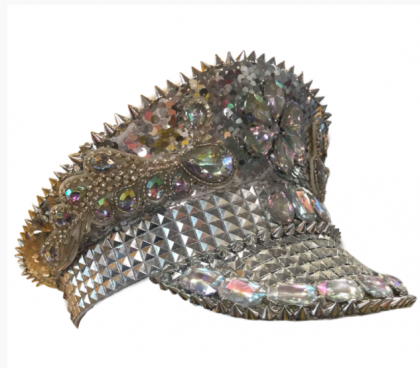 Burning Man Sequined Festival Hat - Silver and White