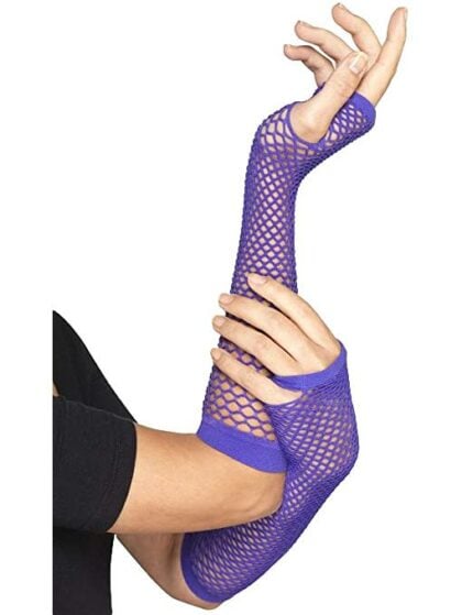 Long Fishnet Gloves Purple