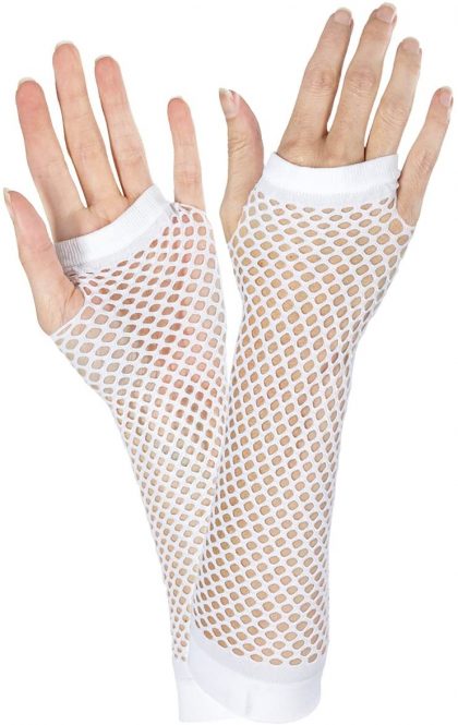 Long Fishnet Gloves White