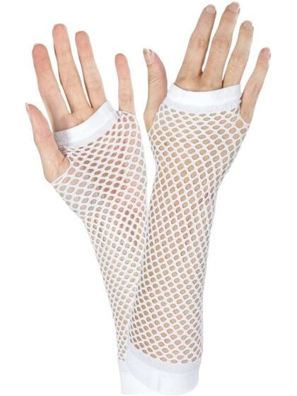 Long Fishnet Gloves White