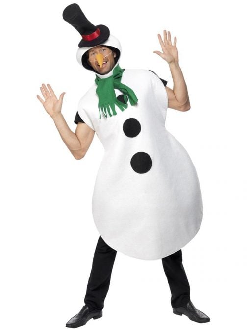 Snowman Costume includes a bodysuit, scarf, hat and carrot nose