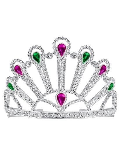 Silver Peacock Tiara Style With Coloured Gems