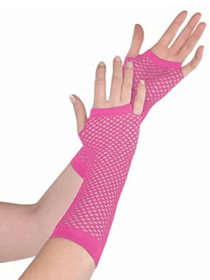 Long Fishnet Gloves Pink