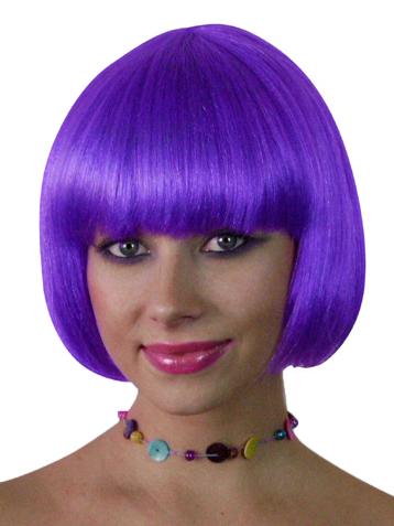 Short purple chin bob wig