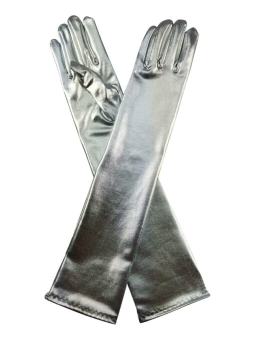 Long Metalic Gloves Silver
