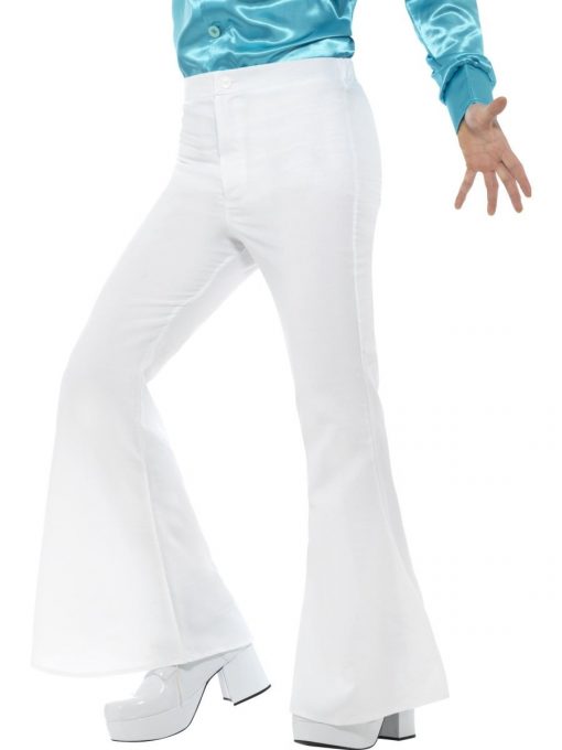 Mens Flared Trousers White!