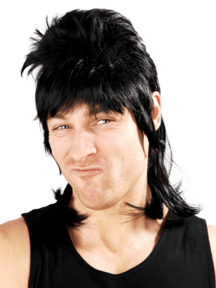 mullet black wig