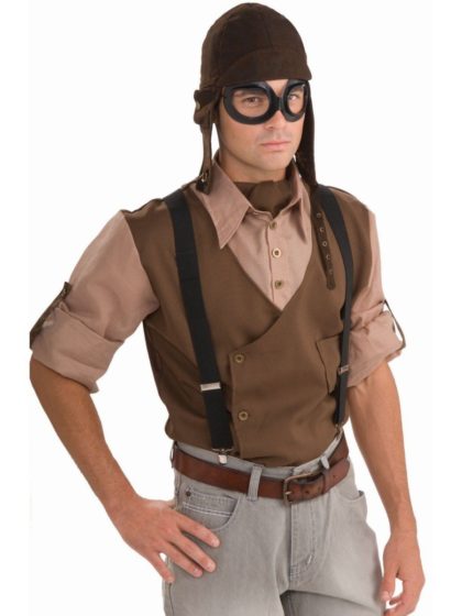 steampunk aviator cap and goggles